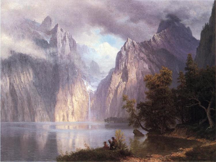 Albert Bierstadt Painting Scene in the Sierra Nevada - Click Image to Close